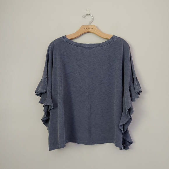 Sundry Ruffle Sleeve Tee Boxy Short Sleeve Top Pima Cotton Size Large - Picture 4 of 15